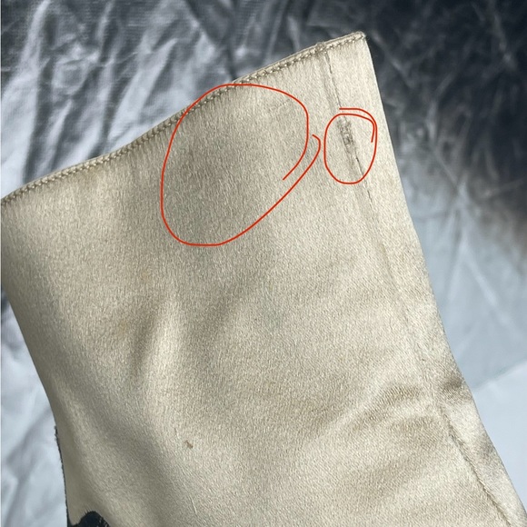 Pre-owned JIMMY CHOO Beige Satin Black Lace Detail Casual Boots - Picture 15 of 16